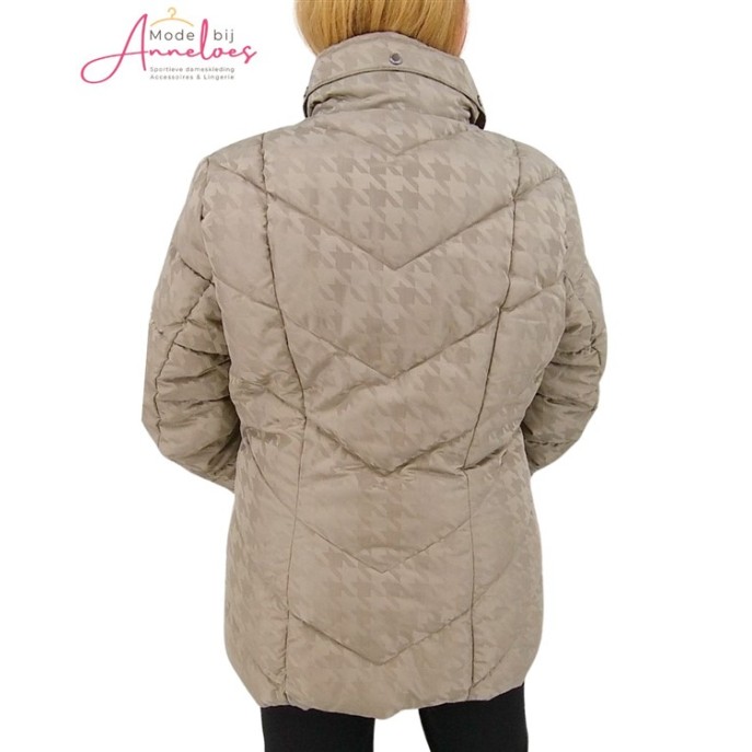 Barbara Lebek winterjas houndtooth Taupe